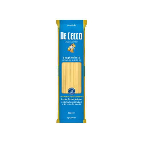 DE CECCO Spaghetti N°12 Pâtes Alimentaires de Semoule de Blé Dur 500 g