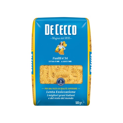De Cecco Fusilli N°34 Pâtes Alimentaires de Semoule de Blé Dur 500 g