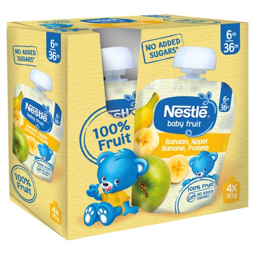 Nestlé Baby Fruit Banane, Pomme 6M-36M 4 x 90 g