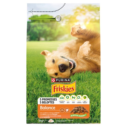 Friskies Aliment Chien Adulte Balance Croquettes au Poulet et Légumes 3kg