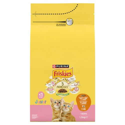 Friskies Aliment Chat Junior Croquettes au Poulet, Dinde et Légumes 1.5kg