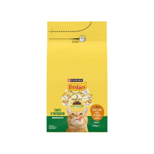 Friskies Aliment Chat Indoor Croquettes au Poulet, Dinde et Légumes 2kg