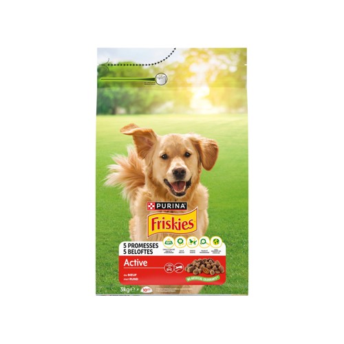 Friskies Aliment Chien Adulte Croquettes Active Boeuf 3kg