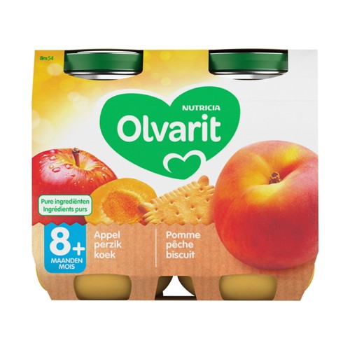 Olvarit Panade Bébé Dès 8 Mois Pomme Pêche Biscuit 2x200g