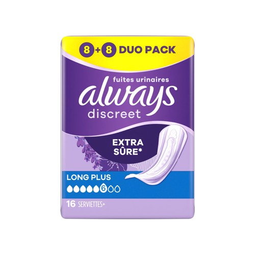 Always Discreet Serviettes Long Plus Pour Fuites Urinaires x16