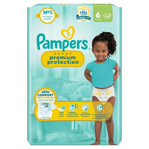 Pampers Premium Protection Taille 6, 19 Langes