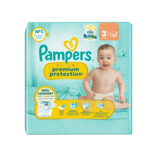 Pampers Premium Protection Taille 3, 30 Langes