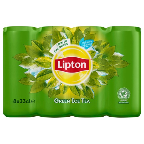 Lipton Ice Tea Thé glacé Vert faible en sucre 8 x 33 cl
