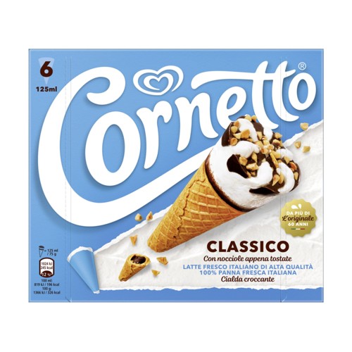 Cornetto Classico Crème Glacée Dans une Gaufrette 6 x 450 g