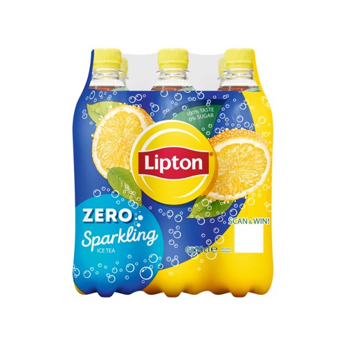 Lipton Ice Tea Thé noir glacé pétillant Sparkling Zero 6x50 cl