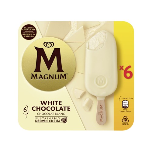 Magnum Chocolat Blanc Glace Vanille 6 x 73.5 g