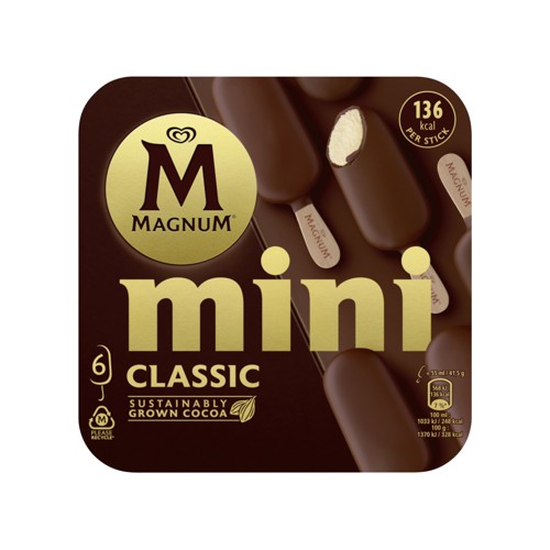 Magnum Mini Classic Glace Vanille Enrobée de Chocolat au Lait 6 x 41.5 g