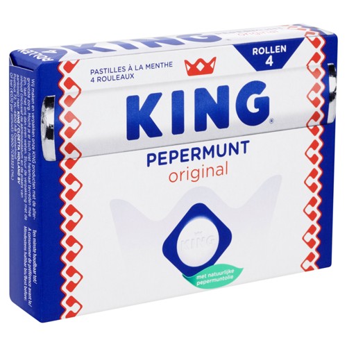King Pepermunt Original Pastilles à la Menthe Rouleaux 4 x 44 g