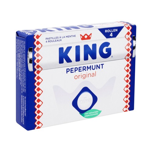 King Pepermunt Original Pastilles à la Menthe Rouleaux 4 x 44 g