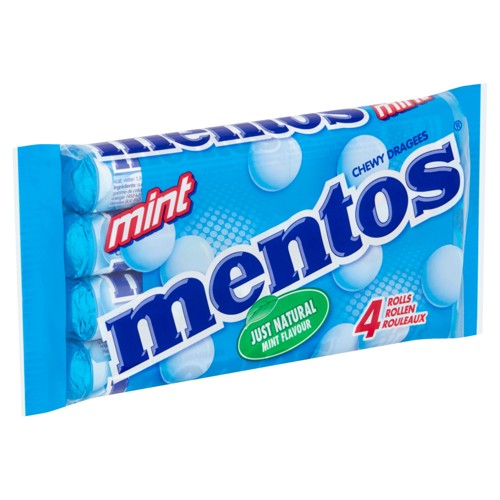 Mentos Chewy Dragees Mint Rouleaux 4 x 37.5 g