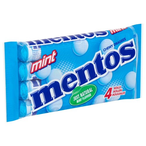 Mentos Chewy Dragees Mint Rouleaux 4 x 37.5 g