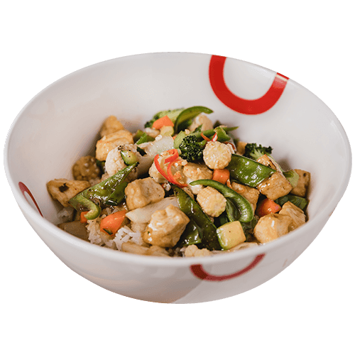 Reisschale mit Mapo-Tofu und einer Zutat Ihrer Wahl