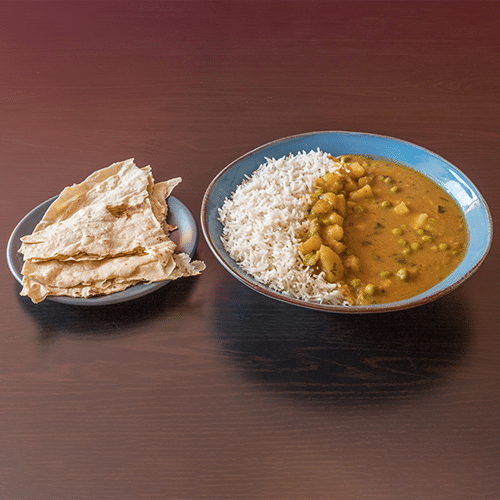 Curry with Rice and Chapati