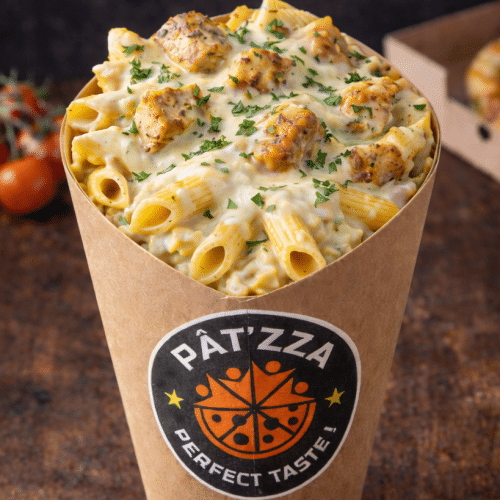 Cornet pâtes poulet champignons