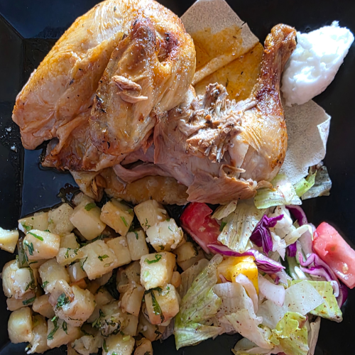 Demi-poulet au four (+/- 600 gr)