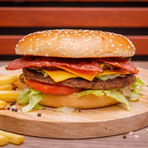Double cheese bacon burger