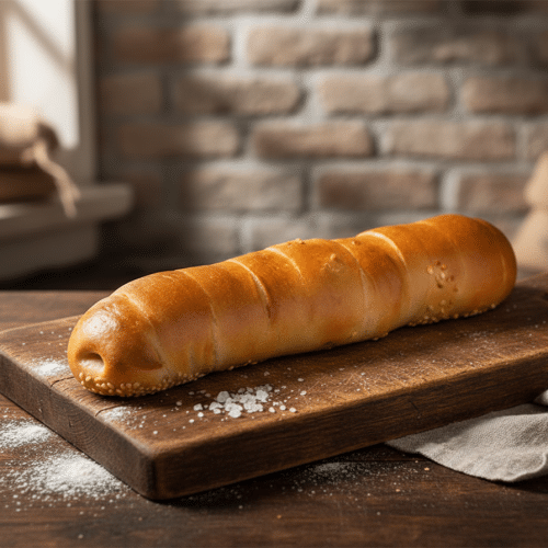 Pretzel dog met kippenworst