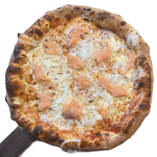 Pizza géante saumon