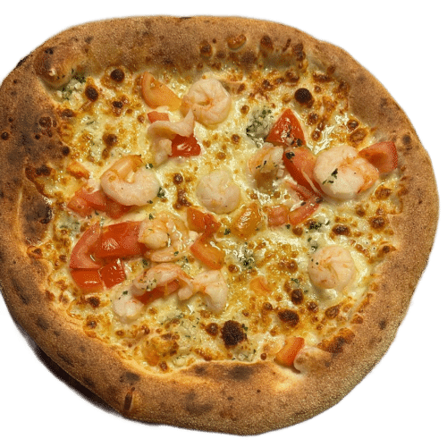 Pizza géante scampis