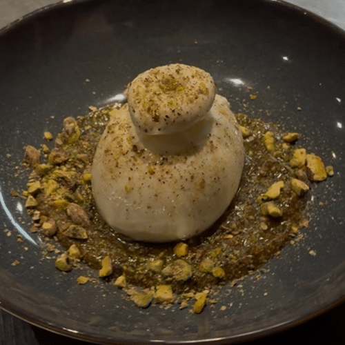 Burrata et crème de pistache