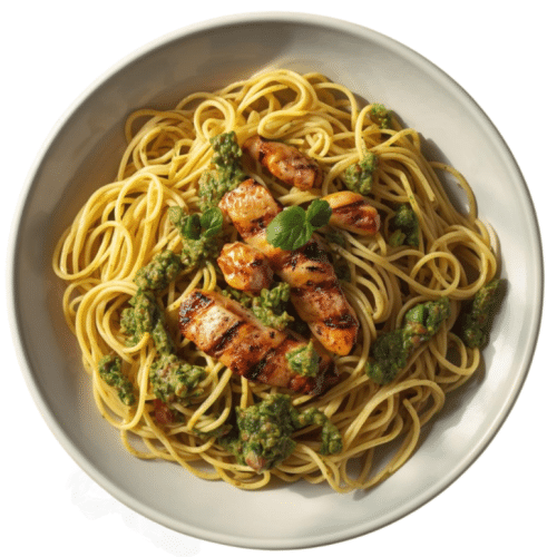 Spaghetti pesto chicken