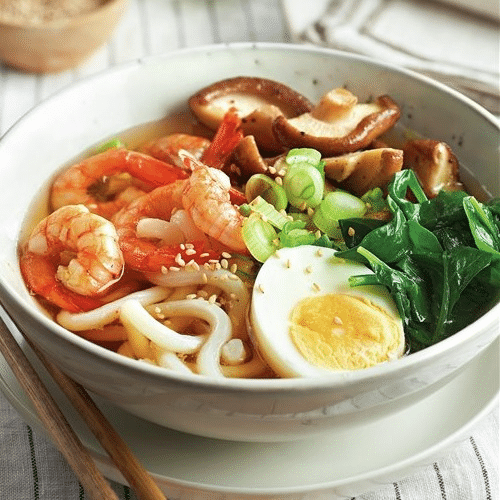 Scampis avec nouilles Udon