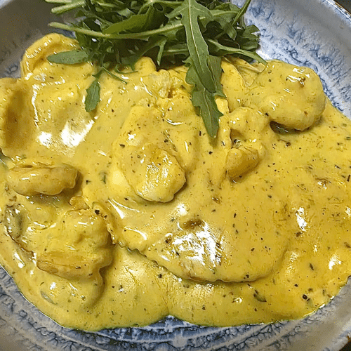 Ravioli scampi curry