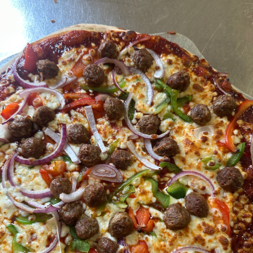 Pizza large - Bbq meatballs
