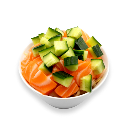 Salade choux saumon concombre