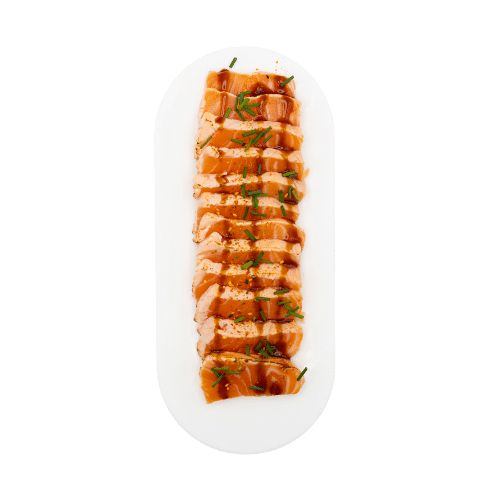 Tataki Saumon snaké - ciboulette - sauce yuzu - sésame