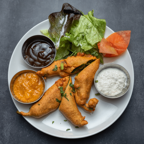 Green chilli pakora (peu épicé)