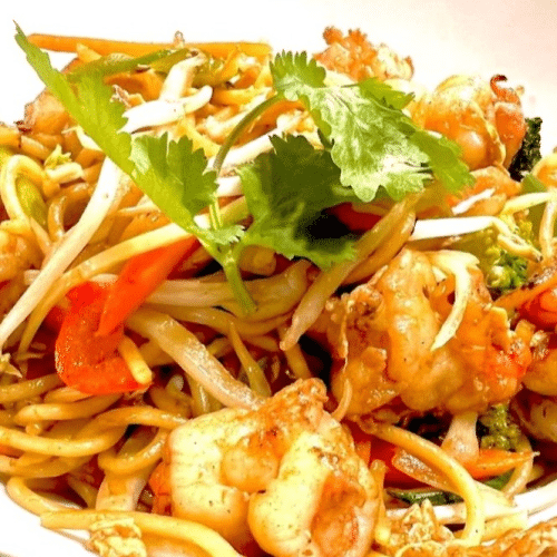 Bami goreng met scampi's