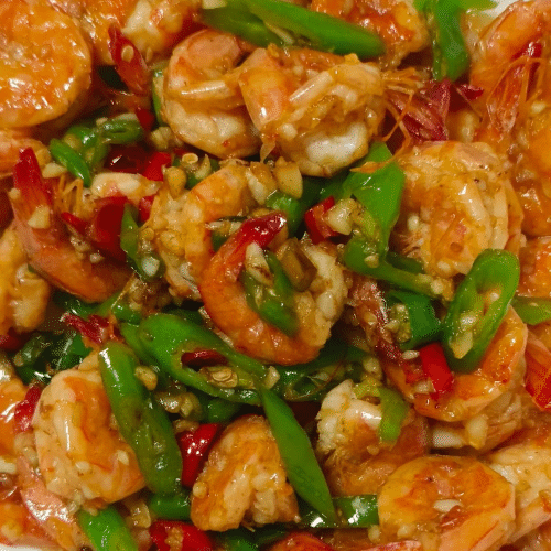Scampi's in pikante saus