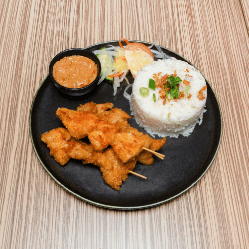 Brochettes de poulet à la sauce cacahuète