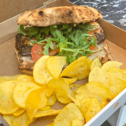 Hamburger italien and chips