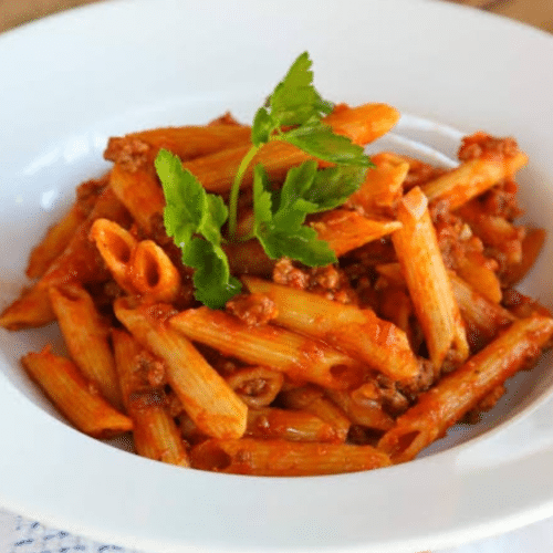Penne bolo et crème