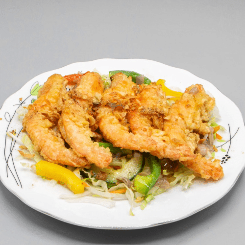 Gambas aux échalotes, poivre et sel