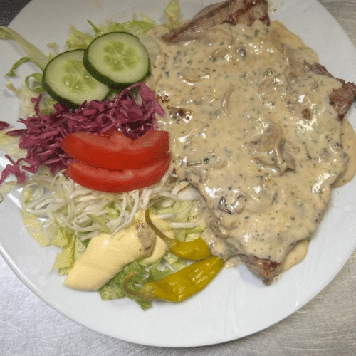 Biefstuk met champignonroomsaus