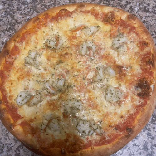 Pizza scampi speciaal look