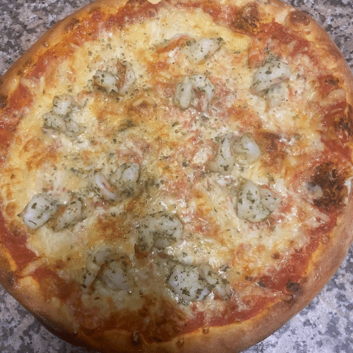 Pizza scampi speciaal pikant