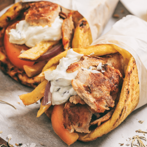 Griekse pitabroodje met gyros