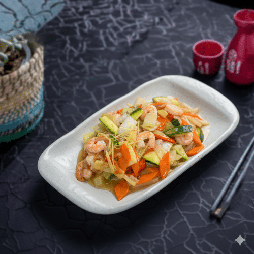 Scampis au gingembre frais