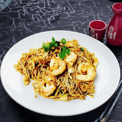 Nouilles sautées aux scampis