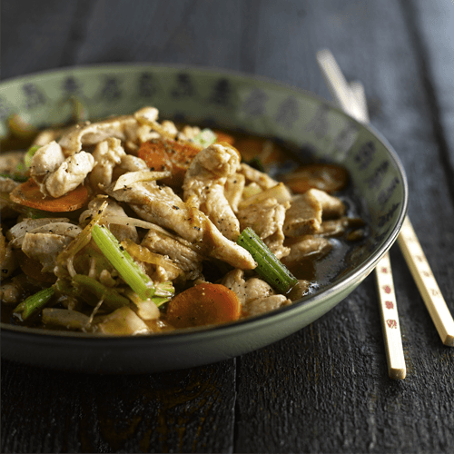 Wok au poulet frit