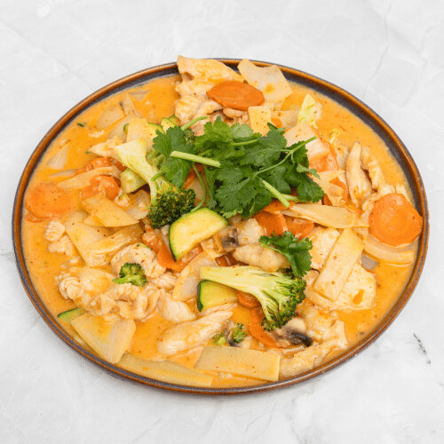 Poulet au curry rouge et lait de coco